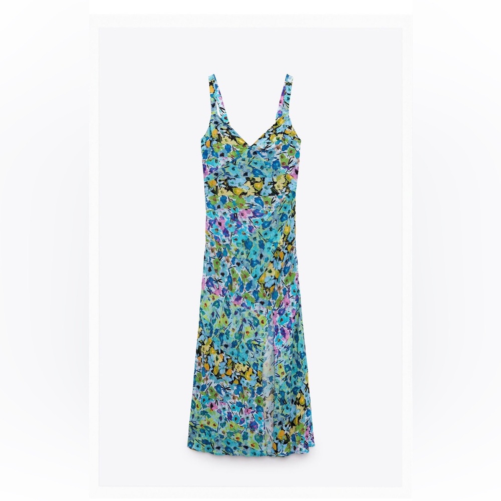 ZARA - Floral Print Dress. Size Small. Worn twice, great condition